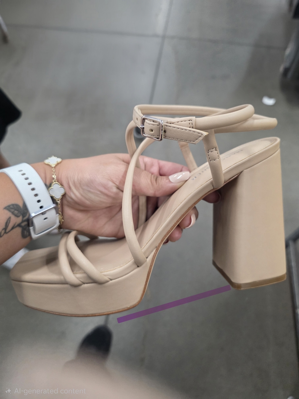 Marc Fisher Beige Strappy Platform Block Heel Sandals